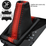 BLACK & RED STRIPE LEATHER DSG AUTOMATIC GEAR GAITER FITS VW ARTEON 17-19