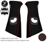RED STITCH 2X UPPER B PILLAR LEATHER COVERS FOR BMW 5 SERIES F10 F11 10-16
