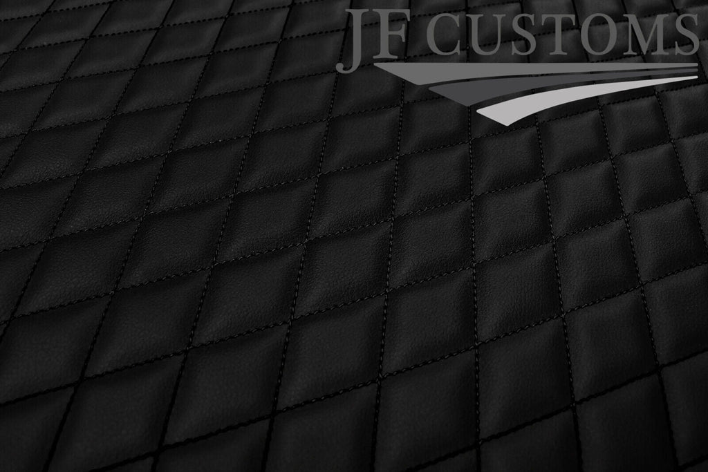 BLACK DIAMOND STITCH QUILTED LEATHER PADDED PANEL LUXURY PREMIUM 125CM X 85CM