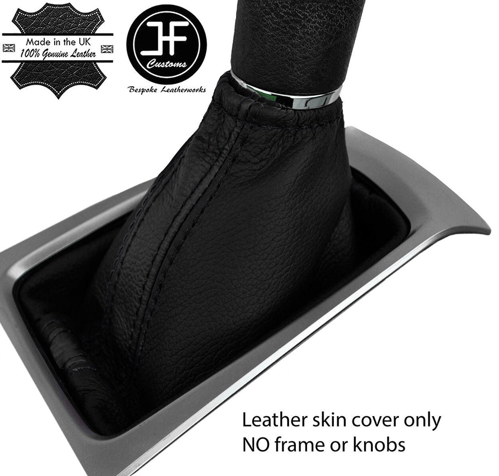 BLACK & BLACK STRIPE REAL LEATHER GEAR GAITER FITS NISSAN MICRA K14 2017-2019