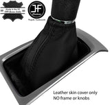 BLACK & BLACK STRIPE REAL LEATHER GEAR GAITER FITS NISSAN MICRA K14 2017-2019