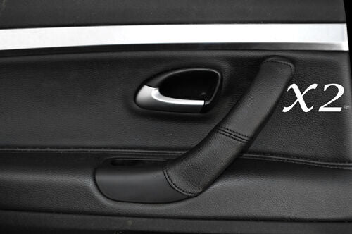 BLACK STITCHING FITS SAAB 9-3 2004-2011 2X LEATHER REAR DOOR HANDLE COVERS