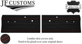 RED STITCH LEATHER 2X FRONT DOOR CARD COVERS FITS FORD CORTINA MK2 4DR STYLE2