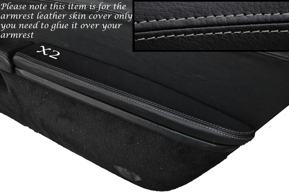 GREY STITCH 2X DOOR ARMREST SKIN COVER FITS PORSCHE BOXSTER 987 & CAYMAN 05-12