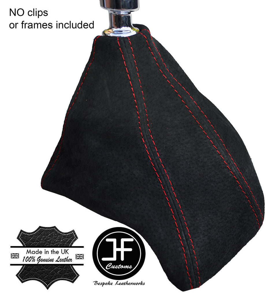 RED STITCHING MANUAL SUEDE GEAR GAITER FITS FORD TRANSIT CUSTOM 2013-2016