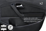 BLACK STITCH 2X FRONT DOOR CARD TRIM LEATHER COVER FOR VW POLO MK8 09-16 5 DOOR