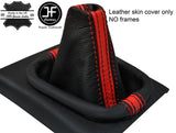 BLACK & RED STRIPE TOP GRAIN LEATHER GEAR GAITER FITS VW GOLF MK3 JETTA 91-98
