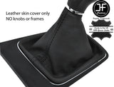 BLACK STITCH TOP GRAIN LEATHER MANUAL GEAR GAITER FITS SEAT LEON MK3 2012-2017