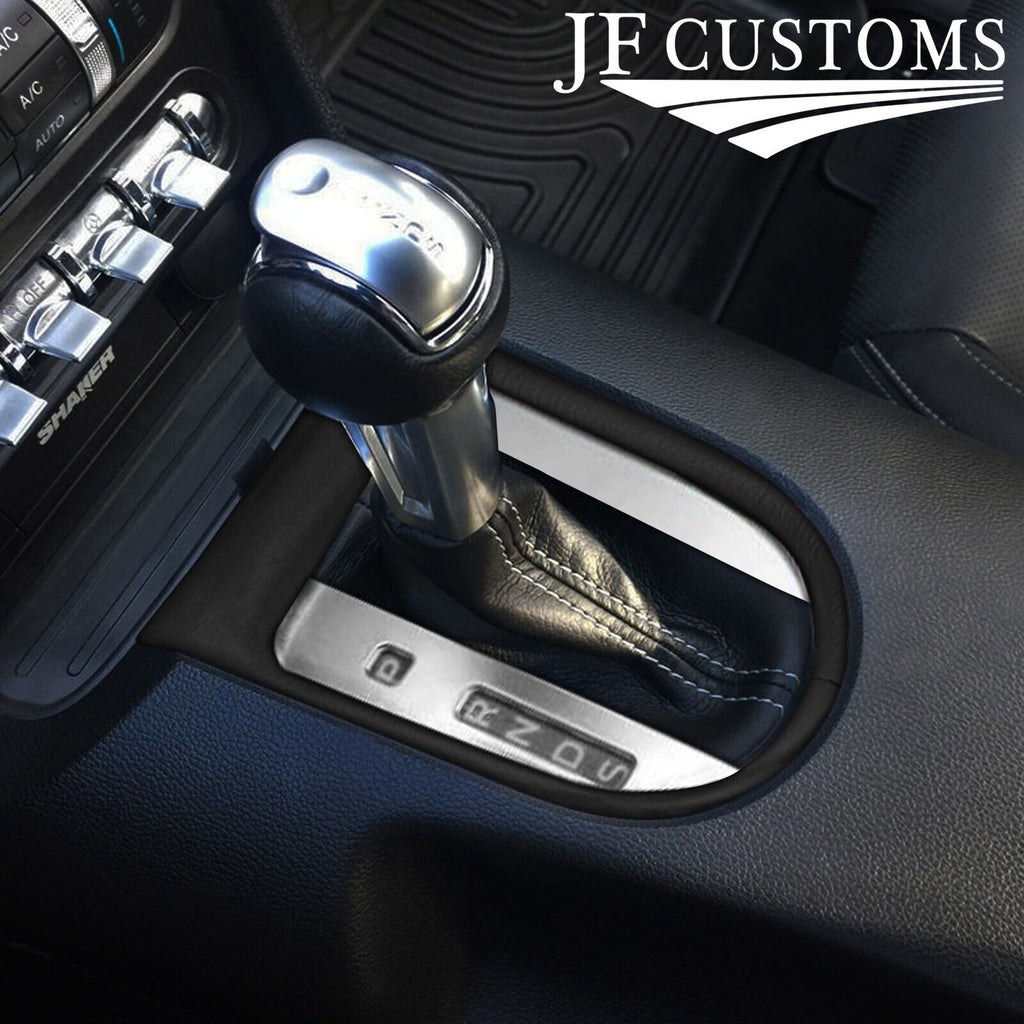 FITS FORD MUSTANG 15-17 BLACK LEATHER AUTO GEAR SHIFT SURROUND TRIM COVER+FRAME