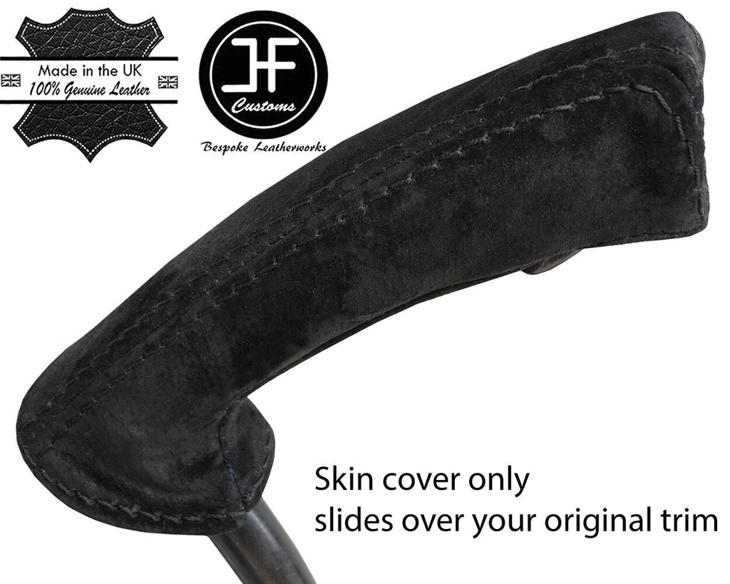BLACK STITCHING REAL SUEDE HANDBRAKE HANDLE COVER FOR SAAB 93 9-3 2003-2012