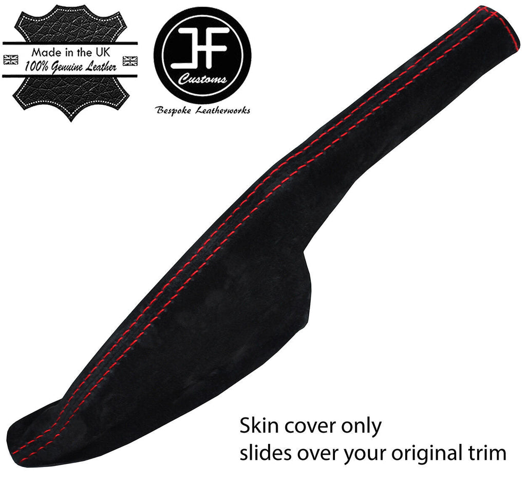 RED STITCHING REAL SUEDE HANDBRAKE GAITER FITS SKODA FABIA 2015-2018 CUSTOM NEW