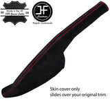 RED STITCHING REAL SUEDE HANDBRAKE GAITER FITS SKODA FABIA 2015-2018 CUSTOM NEW