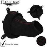 D RED STITCH BLACK SUEDE GEAR GAITER FITS HONDA CIVIC EP3 TYPE R 01-05+FRAME