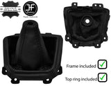 BLACK STITCH LEATHER GEAR GAITER+PLASTIC FRAME+TOP RING FOR MAZDA 5 2005-2010