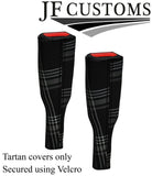 BLACK STITCH RED TARTAN 2X SEAT BELT TALL COVERS FOR VW GOLF MK8 VIII 19-21
