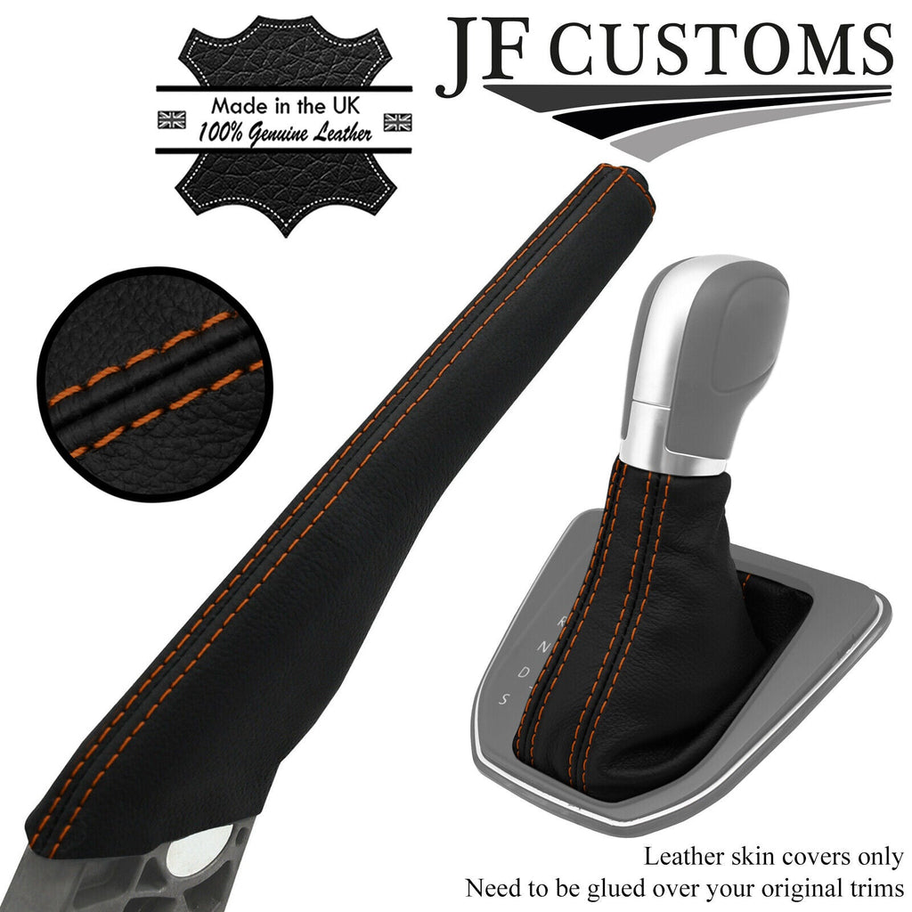 TAN STITCH LEATHER AUTO DSG GEAR + HANDBRAKE GAITERS FOR VW CADDY MK4 15-20