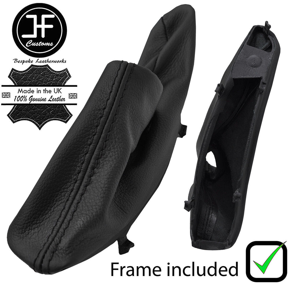BLACK STITCH LEATHER HANDBRAKE GAITER + PLASTIC FRAME FOR BMW 3 F30 F31 12-15
