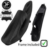 BLACK STITCH LEATHER HANDBRAKE GAITER + PLASTIC FRAME FOR BMW 3 F30 F31 12-15