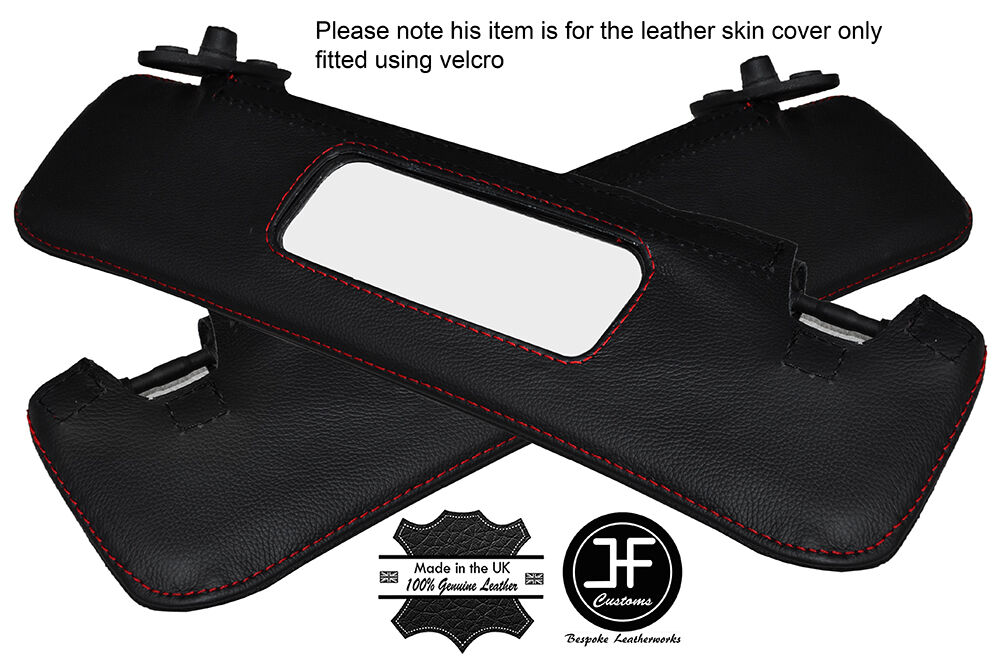 RED STITCHING 2X SUN VISORS LEATHER COVERS FITS FIAT BARCHETTA 1995-2005