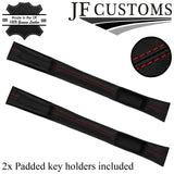 D RED  STITCH LEATHER 2X CAR KEY HOLDER PROTECTOR FITS SMART ROADSTER 2003-2005