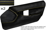 YELLOW STITCH 2X FRONT FULL DOOR CARD LEATHER SKIN COVER FITS CORVETTE C4
