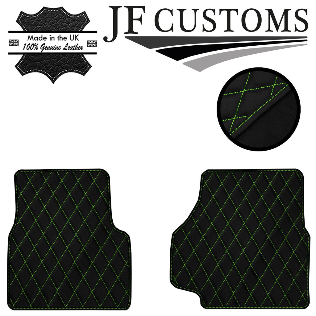 GREEN DIAMOND STITCH VINYL 2X TAILORED FLOOR MAT CARPETS FOR DEFENDER 90 110