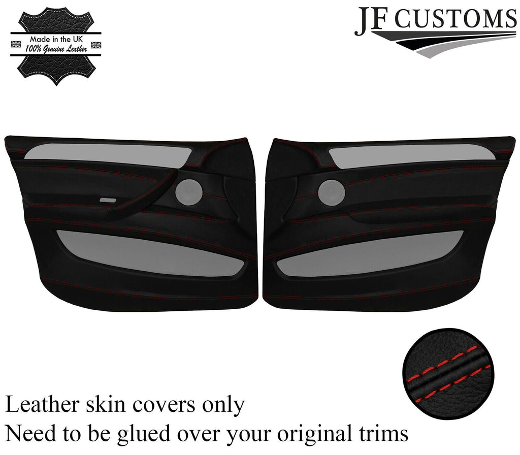 DARK RED STITCH LEATHER 2X FULL FRONT DOOR COVERS FOR BMW X6 E71 E72 2007-2014