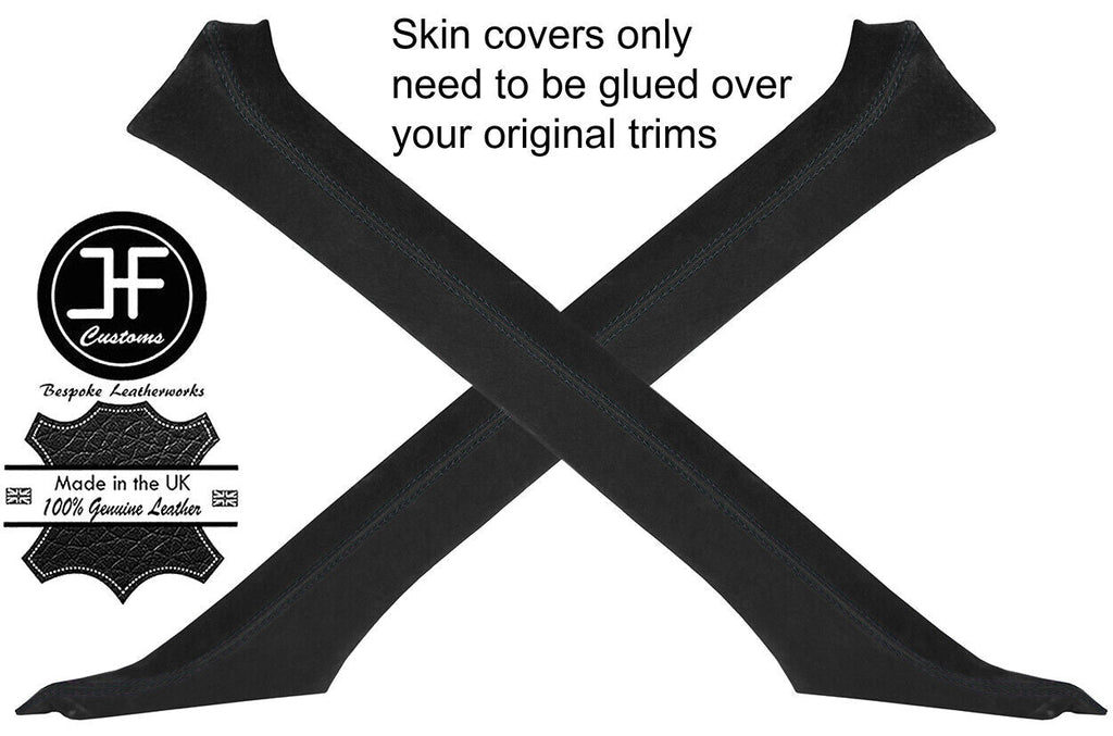 BLACK STITCH 2X A POST PILLAR SUEDE COVERS FITS HONDA PRELUDE MK4 1992-1996