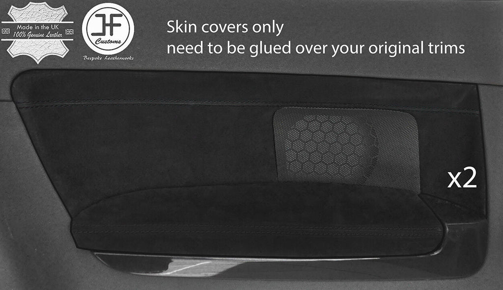 BLACK STITCH 2X REAR DOOR CARD TRIM SUEDE COVER FOR AUDI A3 8P 04-12 3 DOOR