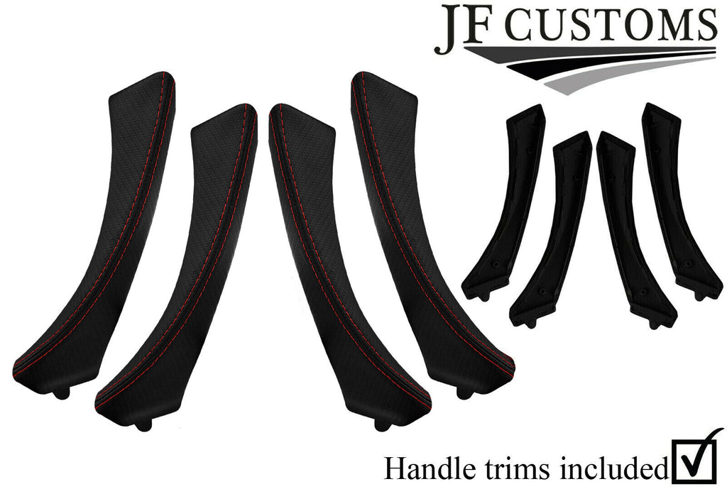 D RED CARBON VINYL 4X FRONT REAR DOOR HANDLE TRIM + COVERS FOR BMW E90 E91