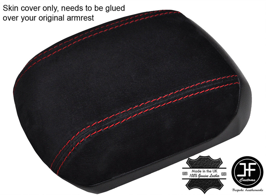 RED STITCH REAL SUEDE ARMREST COVER FITS CHEVROLET CRUZE 2011-2015 CUSTOM NEW