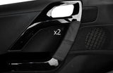 BLACK STITCH 2X FRONT DOOR HANDLE LEATHER COVERS FITS PEUGEOT 208 2012-2015