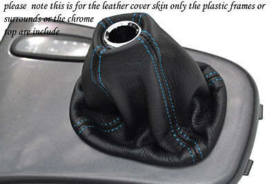 blue stitching FITS MG ZS 2000-2005 AUTOMATIC REAL BLACK LEATHER GEAR GAITER