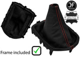 RED STITCH LEATHER MANUAL GEAR GAITER + PLASTIC FRAME FOR TOYOTA HILUX 16-19