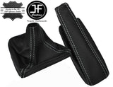WHITE STITCH GEAR+HANDBRAKE GAITER SET FOR BMW E60 E61 5 SERIES 03-2007 LEATHER