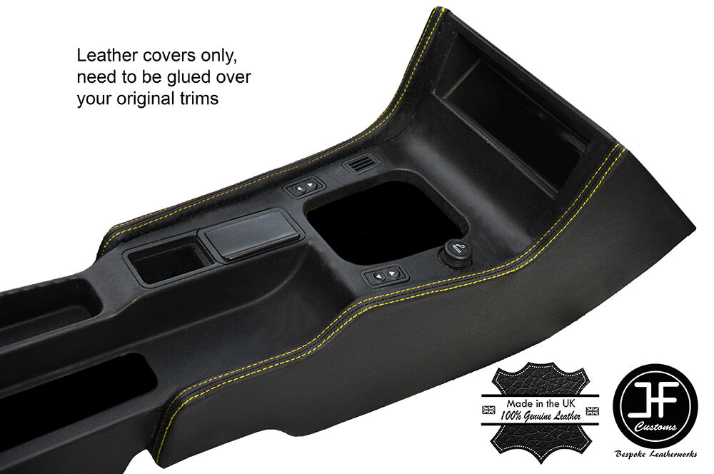 YELLOW STITCH 2X CONSOLE SIDE TRIM LEATHER COVERS FITS FIAT COUPE 1994-2000