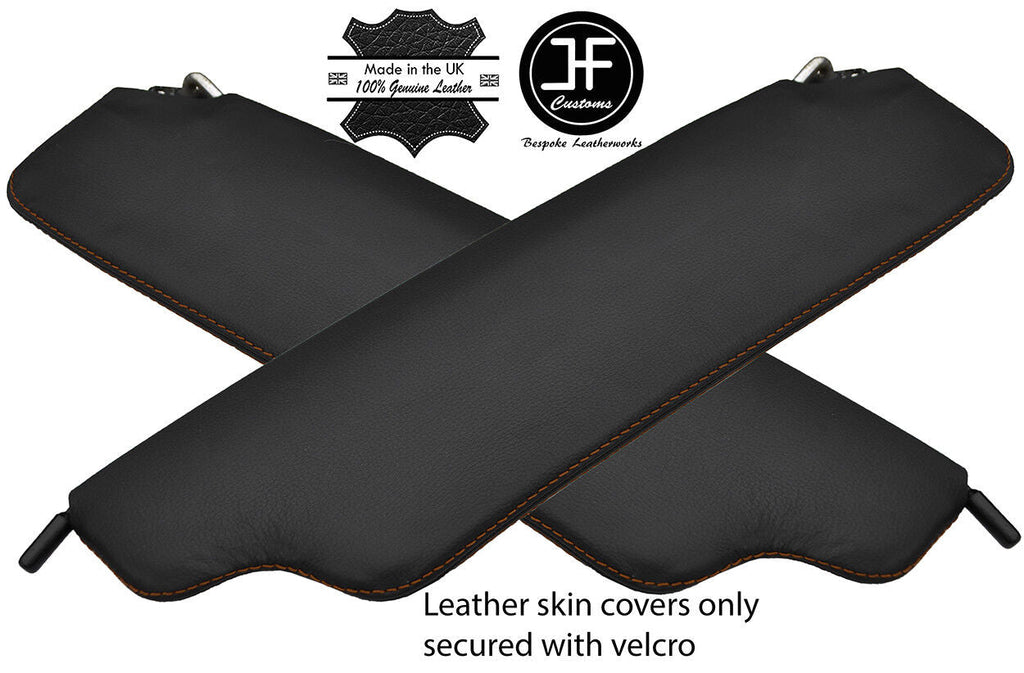 BROWN STITCH 2X REAL LEATHER SUN VISOR COVERS FITS DATSUN 240Z 260Z 280Z 70-78