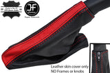BLACK&RED REAL LEATHER HANDBRAKE GAITER FOR LAND CRUISER PRADO COLORADO 03-09