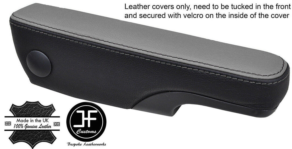 BLACK & GREY LEATHER 1X DRIVER SEAT ARMREST COVERS FITS FORD TRANSIT MK7 06-13
