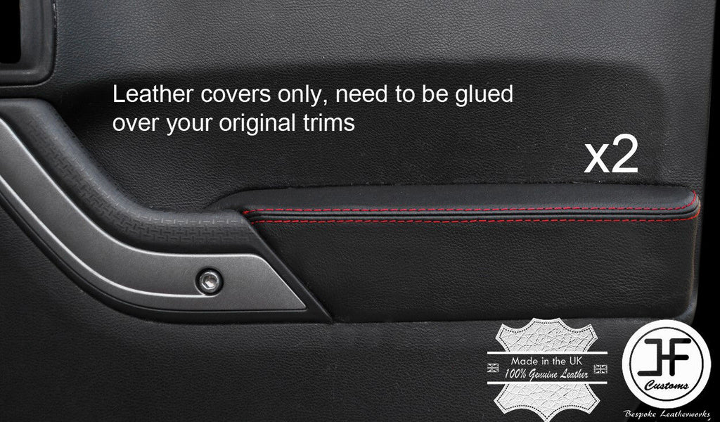 RED STITCH 2X FRONT DOOR ARMREST LEATHER COVERS FITS JEEP WRANGLER 2011-2017