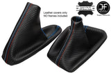 BLUE & TRI STITCH CARBON LOOK GEAR & HANDBRAKE GAITER FITS BMW E90 E91 E92 E93