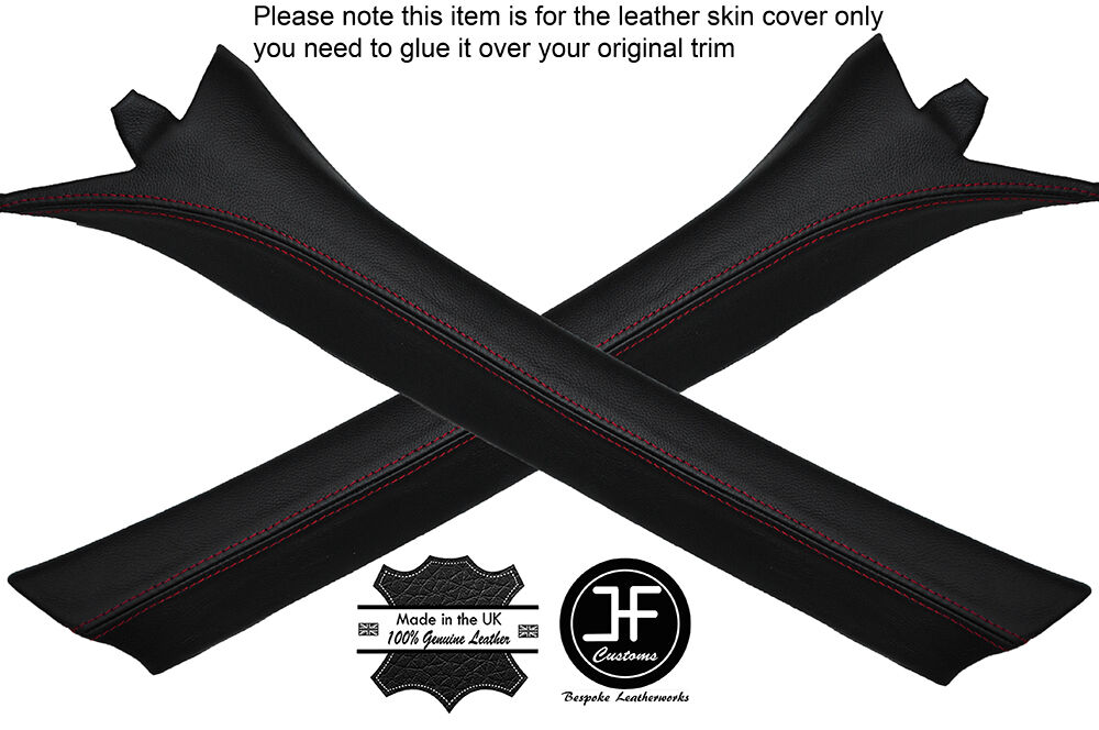 RED STITCH 2X A POST PILLAR LEATHER COVERS FITS BMW E36 CONVERTIBLE 1993-1998