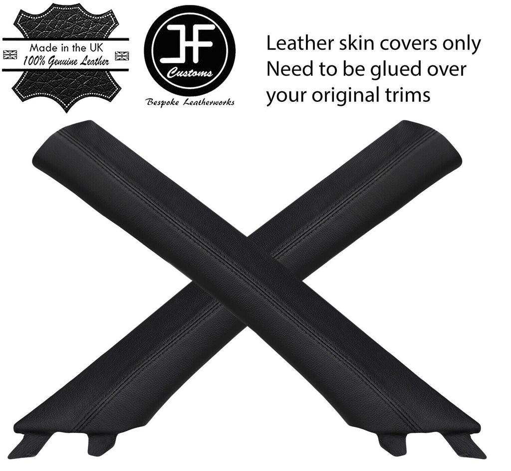 BLACK STITCH 2X A PILLAR TRIM REAL LEATHER COVERS FITS KIA STINGER 2017-2019
