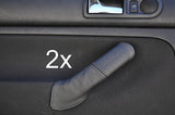 black stitch FITS VW GOLF MK4 4 IV 2X REAR LEATHER DOOR HANDLE COVERS CUSTOM NEW
