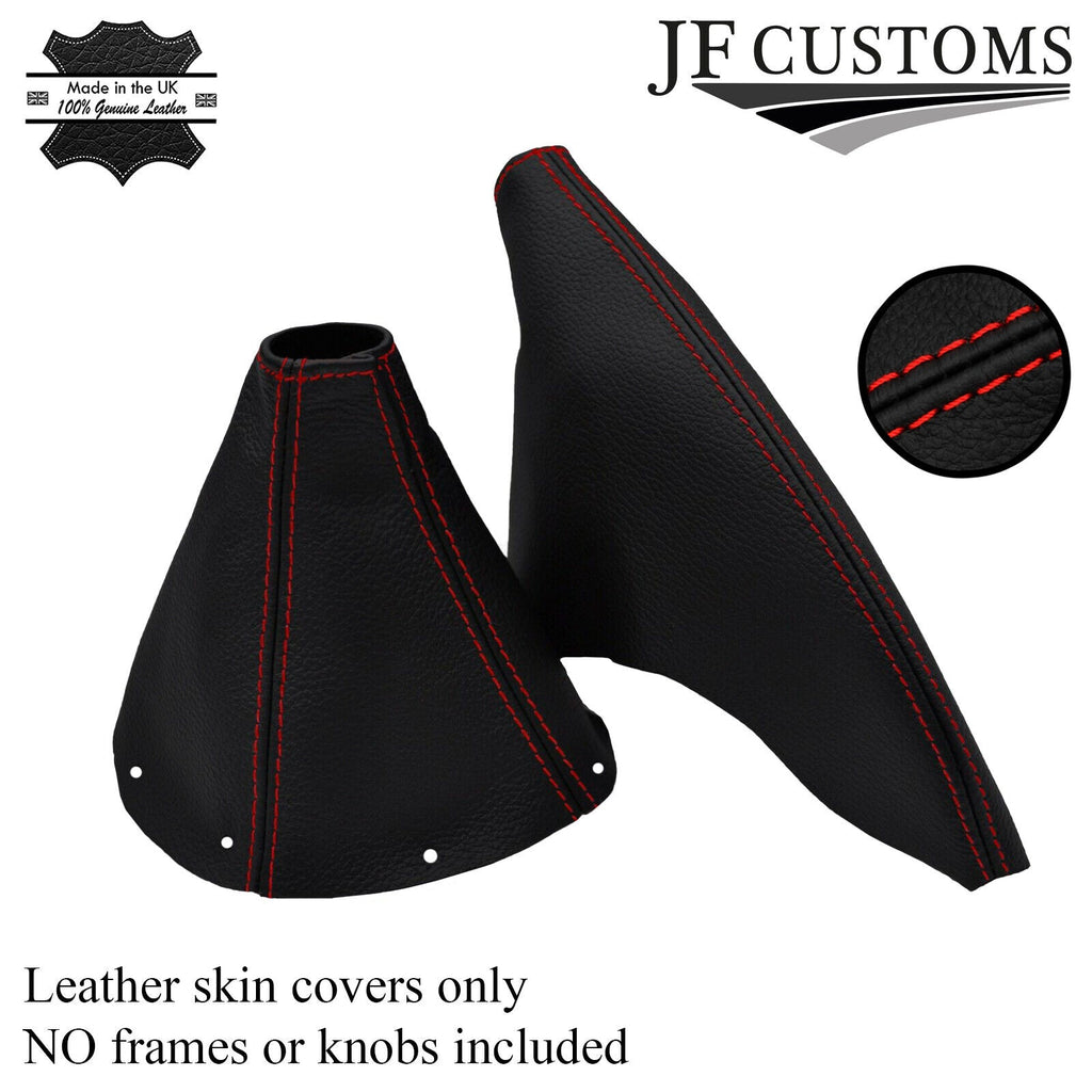 RED STITCHING FITS  MAZDA MX5 MK3 2005-2012 LEATHER GEAR HANDBRAKE GAITERS