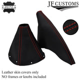 RED STITCHING FITS  MAZDA MX5 MK3 2005-2012 LEATHER GEAR HANDBRAKE GAITERS