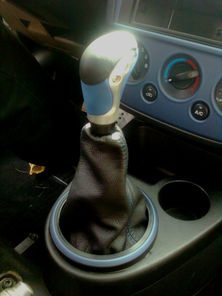 FITS FORD FIESTA MK6 MK7 FUSION 2002-2008 GAITOR GAITER DOUBLE BLUE STITCHING