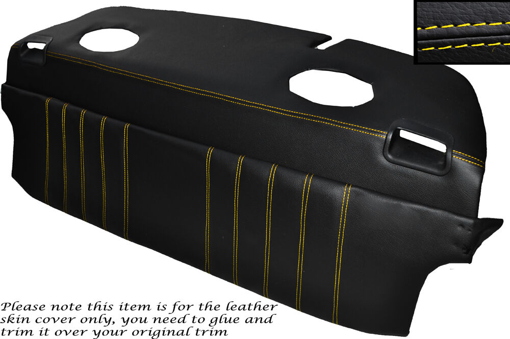 YELLOW STITCH PARCEL SHELF BACK REST LEATHER SKIN COVERS FITS PORSCHE 911 964