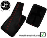 RED STITCH LUXE SUEDE GEAR GAITER+METAL FRAME FOR TOYOTA CELICA MK6 94-98