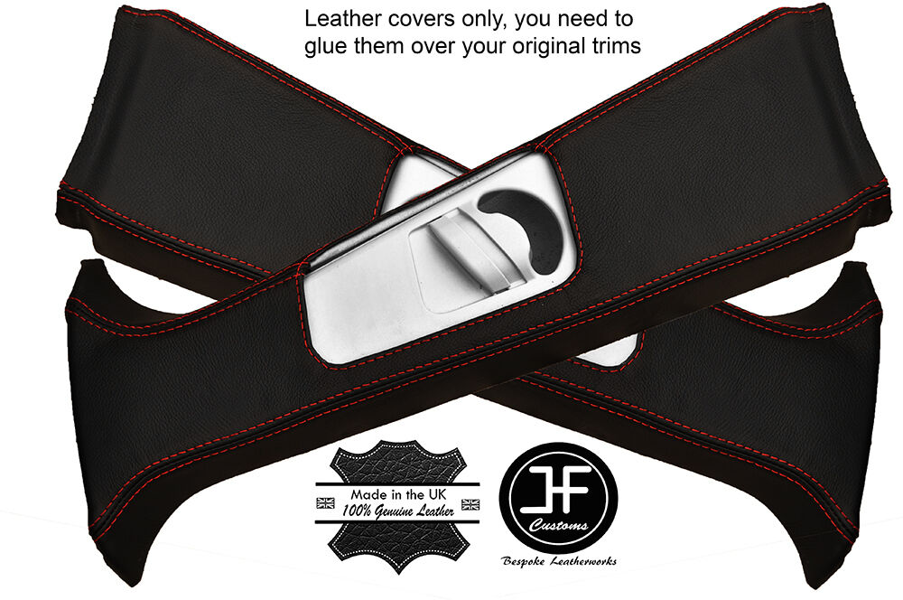 RED STITCH 2X UPPER B PILLAR LEATHER COVERS FITS RANGE ROVER VOGUE L322 02-06
